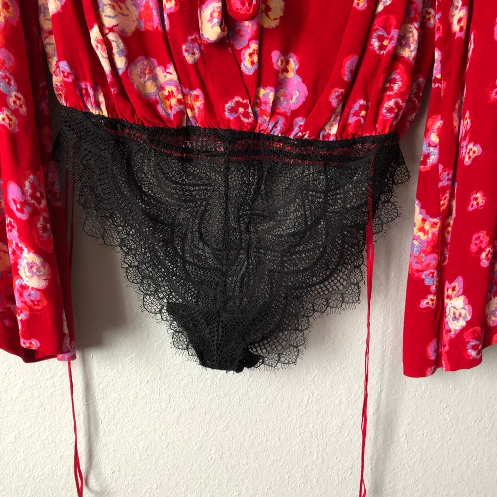 Free People Red Floral Blouse - Picture 6 of 8